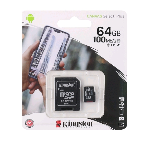 micro SDXC 64Gb Class10 Kingston SDCS2/64GB Canvas Select Plus + adapter Флеш карта