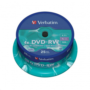 DVD-RW Verbatim 4.7Gb 4x в банке 25 шт диск