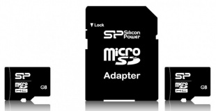 micro SDHC 8Gb Silicon Power Class10 +1аdapter Флеш карта