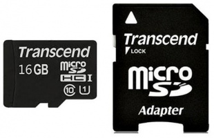 micro SDHC 16Gb Class10 Transcend TS16GUSDU1 + adapter Флеш карта