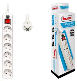 Buro 600SH-16-5-W 5м (6 розеток) белый (коробка) Сетевой фильтр