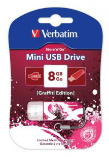 8Gb Verbatim Store n Go Mini GRAFFITI EDITION 98165 USB2.0 красный Флеш карта