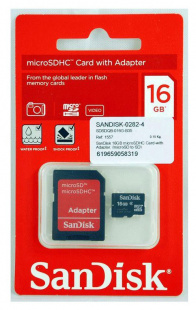 micro SDHC 16Gb SanDisk class 4 + adapter (SDSDQM-016G-B35A) Флеш карта