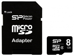 micro SDHC 8Gb Silicon Power Class4 +1аd Флеш карта