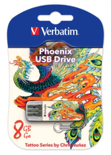 8Gb Verbatim Store n Go Mini TATTOO EDITION PHOENIX USB2.0 белый Флеш карта
