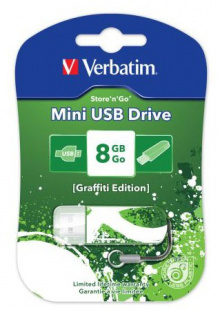8Gb Verbatim Store n Go Mini GRAFFITI EDITION 98163 USB2.0 зеленый Флеш карта