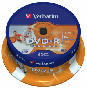 DVD-R Verbatim 4.7Gb 16x Cake Box Printable (25шт) 43538 Диск