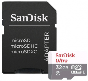 micro SDHC 32Gb Class10 Sandisk SDSQUNS-032G-GN3MA Ultra 80 + adapter Флеш карта