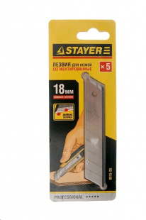 Лезвие для ножа 18мм "" (Stayer) 0915-S5 Нож со сменными лезвиями