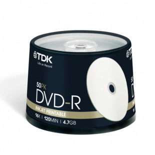 DVD-R TDK 4.7Gb 16x Cake Box (50шт) Printable (t19914) DVD-R47PWCBED50 Диск