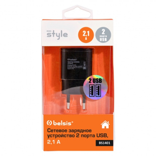 Belsis СЗУ 2 USB 2,1 A, черный (BS1401) Зарядное устройство