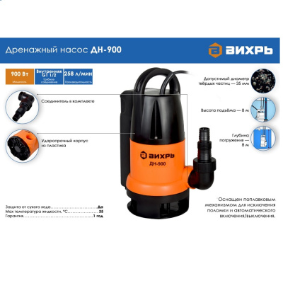 Насосы дренажные Вихрь ДН-900 ДН-900 от магазина Zakaz43