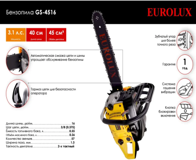 Бензопилы Eurolux GS-4516 GS-4516 от магазина Zakaz43