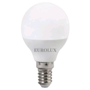 Лампочки Лампа светодиодная LL-E-G45-7W-230-2,7K-E14 (шар, 7Вт, тепл., Е14) Eurolux — фото, цена, купить