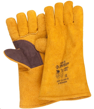 Краги сварочные Термостойкие краги ЗУБР для сварки и тяжелых механических работ, утепленные, спилковые, 350мм — фото, цена, купить