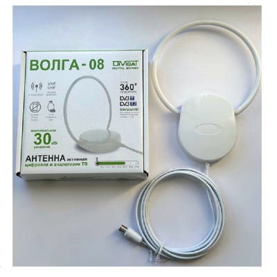 Телевизионные антенны Антенна комнатная DIVISAT DVB-08 "Волга" Активная (80) (арт.08-4588) 08-4588 от магазина Zakaz43
