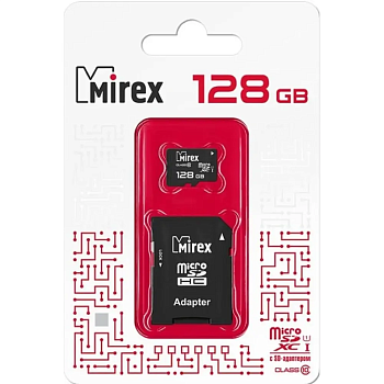 Карты памяти micro SDHC 128GB Class 10 Mirex + adapter (13613-AD10S128) — фото, цена, купить