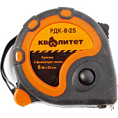 Рулетки Рулетка Квалитет с 3 фиксаторами, обрезиненный корпус 8 м х 25 мм РОМ-8-25 — фото, цена, купить