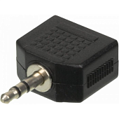 Видеокабели и переходники Ningbo 2X3.5MM JACK(F)-3.5MM JACK(M) ЧЕРНЫЙ (JAAA095-B) — фото, цена, купить